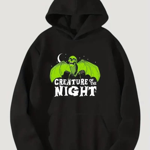 NEW Creature of the Night Halloween Bat Hoodie With Kangaroo Pocket, Unisex-M - Picture 6 of 6